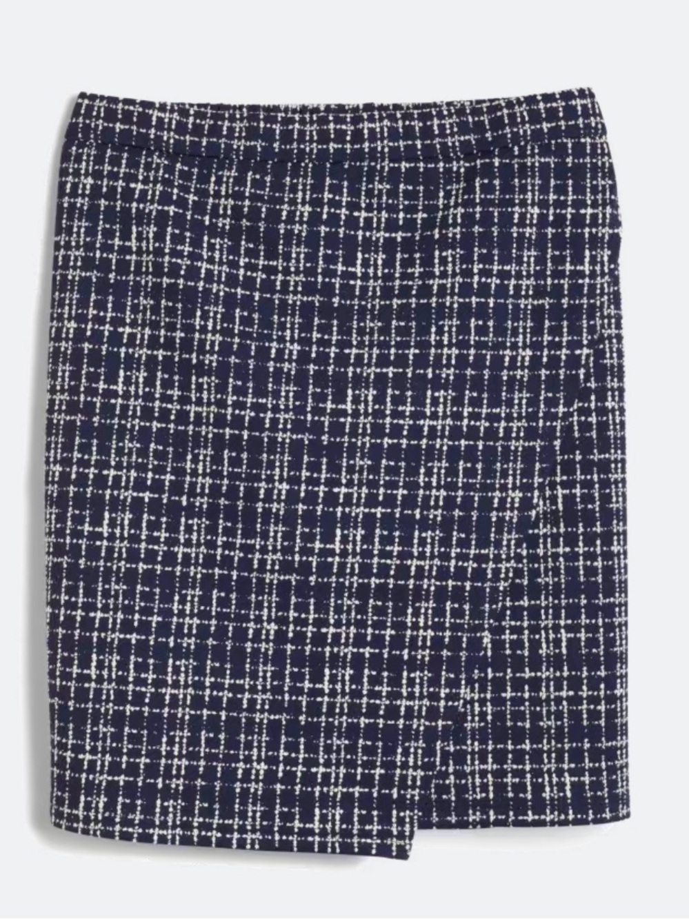 Tailored Navy and White Tweed Pencil Skirt